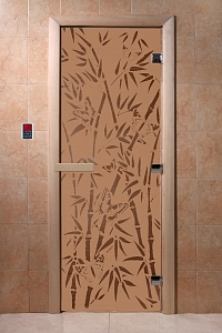 Дверь для сауны DoorWood (ДорВуд) "Бамбук и бабочки" (бронза матовая) 1900х700
