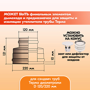 Конус Термо КТ-Р 304-0.5/304 D120/220 с хомутом