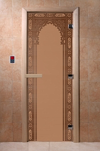 Дверь для сауны DoorWood (ДорВуд) "Восточная арка" (бронза матовая) 1900х700
