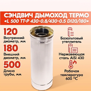 Труба Термо L 500 ТТ-Р 430-0.8/430 D120/180