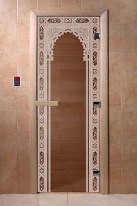 Дверь для сауны DoorWood (ДорВуд) "Восточная арка" (бронза) 1900х700