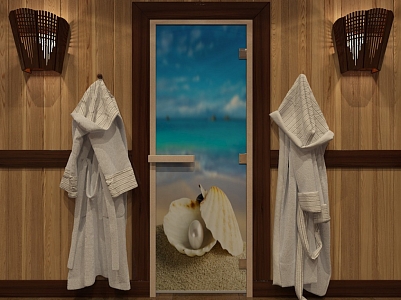 Дверь для сауны DoorWood (ДорВуд) Art серия "Раковина с жемчужиной" 1900х700