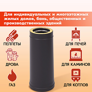Труба Термо L 500 ТТ-Р 430-0.8/430 D115/200 Черный (RAL 9005) порошок Т до 200С*