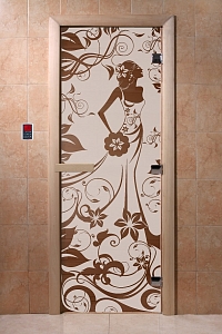 Дверь "Девушка в цветах" (бронза) 190х70
