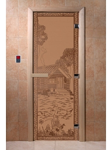 Дверь для сауны DoorWood (ДорВуд) "Банька в лесу" (бронза матовая) 1700х700