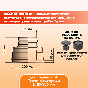 Конус Термо КТ-Р 430-0.5/430 D115/200 Черный (RAL 9005) порошок Т до 200С*